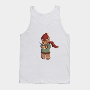 Christmas gingerbread man drinking a coffee Tank Top